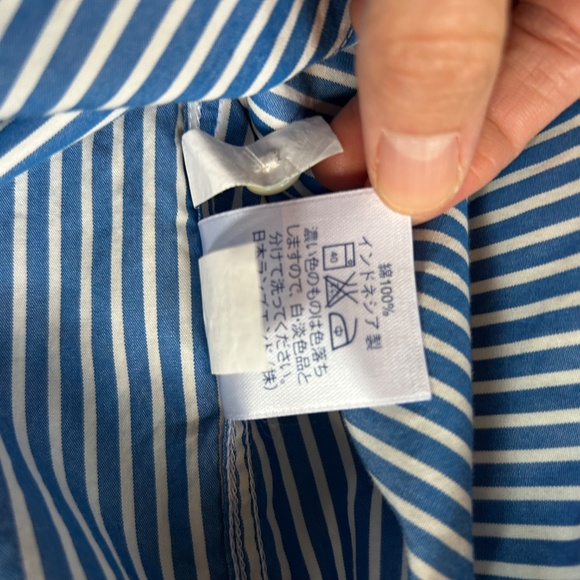 Lands End Long Sleeve Shirt Button Up Blue White‎ Stripe Women's 100% Cotton 12 - Picture 3 of 9